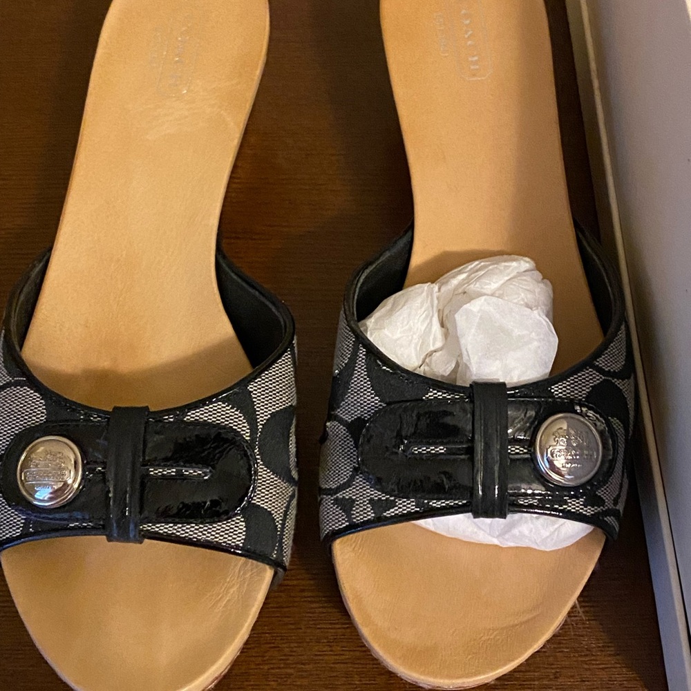 Pair of black Coach clogs. Like new.